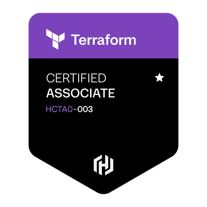 HashiCorp Certified: Terraform Associate certification badge